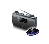 RADIO PORTABLE M-058-R - Coloris noir - Antenne FM pivotante - Vol. Marche/Arrêt rotatif - Poignée de transport, OVNI LED