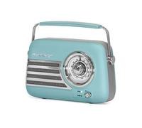 Madison - FREESOUND-VR40BLU-MAT - Radio Vintage 30W sur Batterie Longue autonomie - Bluetooth, USB & FM - Bleu Mat - Vintage, Nostalgie, rétro