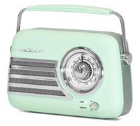 Madison - FREESOUND-VR40GR-MAT - Radio Vintage 30W sur Batterie Longue autonomie - Bluetooth, USB & FM - Vert pâle Mat - Vintage, Nostalgie, rétro