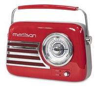 MADISON - FREESOUND-VR40R - Radio Vintage de 30W sur Batterie Longue autonomie avec Bluetooth, USB et FM - Rouge