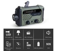 Radio Portable manivelle AM FM NOAA d'urgence lampe de lecture 3-en-1 charge solaire 2000mAh batterie d'alimentation pour téléphone Portable