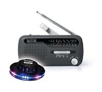RADIO PORTABLE MH-07-DS - Noir - Alimentation par dynamo et énergie solaire - Multi-gammes FM/MW/SW1/SW2, OVNI LED