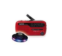 RADIO PORTABLE MH-07-RED - Coloris rouge - Alimentation par dynamo et énergie solaire, Multi-gammes FM/MW/SW1/SW2, OVNI LED