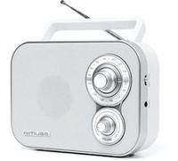 Muse Radio portable M-051-RW Blanc – antenne FM pivotante, volume marche/arrêt rotatif, poignée