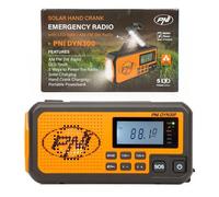 PNI Radio portable DYN300 - Dynamo, solaire, lampe de poche, powerbank 4000 mAh, SOS, IPX3 Orange