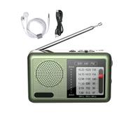 Radio Portable | Poste Radio Mondial avec Écouteurs,Batterie Rechargeable, Récepteur Ondes Courtes Bande Intégrale pour Extérieur, Maison, Voyage et Camping
