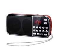 Radio Portable PRUNUS L-189, 3W Mini Radio Portable Rechargeable avec Batterie Rechargeable 1200mAh, Poste Radio FM avec Double d’Haut-Parleur, Lampe Poche LED, Convient aux MP3/AUX/USB/TF