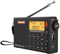 Radio Portable R108 Fm Am Mw Sw Radio Multibande Poste Radio À Ondes Avec Affichage Du Temps De Parole Fort Rétro-Éclairage De La Radio Numérique Alarme Noir