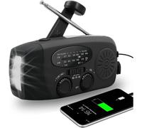 Radio portable rechargeable Dynamo,FM/AM/SW Radio à Pile 2000mAh camping accessoires,radio dab,lampe dynamo,lampe rechargeable,kit de survie,survie materiel militaire,accessoires camping (Noir)