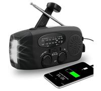 Radio portable rechargeable Dynamo, FM/AM/SW Radio à Pile 2000mAh camping accessoires, radio dab, lampe dynamo, lampe rechargeable, kit de survie, survie materiel militaire, accessoires camping (Noir)