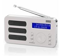 Radio Portable Rechargeable FM DAB Plus - August MB225 - Petit Poste Radio Blanc Numérique Digital Portative Batterie Aux Jack 3,5mm