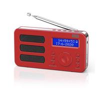 Radio Portable Rechargeable FM Dab RNT - August MB225 - Petite Radio Numérique Stéréo Portative Digitale avec Batterie Alarme Poste 40 Présélections et Prise écouteurs (Rouge)