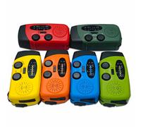 Radio portable solaire à manivelle 2000 mAh avec radio AM/FM, charge USB Type-C et lampe torche 3 LED - Radio d'urgence Blue-EU
