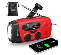 Radio Portable Urgence, AM/FM/WB Radio de Secours Auto-alimentée, Kit de Survie Complet, 2000mAh, Radios Dynamo à Manivelle avec Lampe de Poche, Fonction SOS, Powerbank, Idéale Camping, Randonnée
