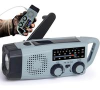 Radio Portable Urgence, FM/AM Radio Survie avec Rechargeable du USB/Solaire/Dynamo à Manivelle avec Lampe de Poche 2000mAh Powerbank SOS Alarm pour Outdoor, Kit Camping (IPX3)