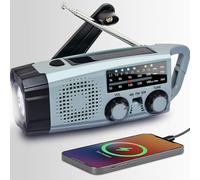 Radio Portable Urgence, Radio a Pile Rechargeable et Lampe Torche LED, Alarme SOS, Power Bank 2000mAh, Recharge par USB/Solaire/Dynamo, Radio AM/FM/SW pour Randonnée, Camping et Kit de Survie (IPX5)