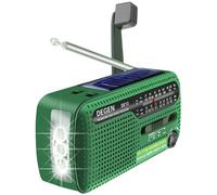 Radio portable, vert frais, tuner AM/FM/WB, fonction alerte météo, lampe torche 3 modes, lampe de lecture, chargeur de téléphone pour activités