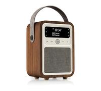 VQ Monty Radio DAB Plus/DAB avec Bluetooth, FM et Radio Réveil Fonction - Alimentée par Secteur et Batterie Radio Portable avec Antenne, Prise Casque et Port de Charge USB - Noyer