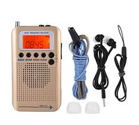 Radio portative d'aviation, Affichage d'affichage à Cristaux liquides d'enregistreur par Radio de Bande complète de récepteur Radio d'avion de VHF avec Le Casque(Or)