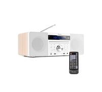 Audizio Prato Radio Dab+ et Lecteur CD avec Technologie sans Fil Bluetooth, Écran LCD, Fonction Horloge et Veille, 2X Port USB, Entrée AUX, Sortie Casque, Télécommande Incluse, Couleur Blanc