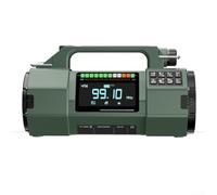 Radio prête à être coupée de courant avec tuner FM AM ondes courtes lampe de poche LED lumière rouge haut-parleur et manivelle mécanique recharge solaire (vert)