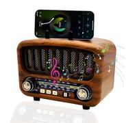 Radio rétro avec Bluetooth, AM/FM/SW, petite, avec batterie de 1800 mAh, prise en charge USB/TF/AUX, grand haut-parleur de 5 W et Bluetooth 5.0 (marron)