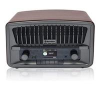 Radio rétro avec Dab+/FM, Bluetooth, Lecteur USB/MP3, entrée auxiliaire et réveil avec Double Alarme et Fonction Veille gris marron
