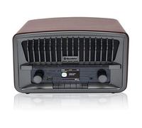 Radio rétro avec Dab+/FM, Bluetooth, Lecteur USB/MP3, entrée auxiliaire et réveil avec Double Alarme et Fonction Veille gris marron