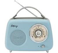 Halterrego Enceinte radio rétro – 5W Bluetooth Radio FM USB Aux Batterie rechargeable – Bleu gris