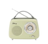 Halterrego Enceinte/Radio rétro, RMS 5W, Bluetooth, Radio FM, Lecteur USB, Aux in, Batterie Rechargeable, Vert Olive
