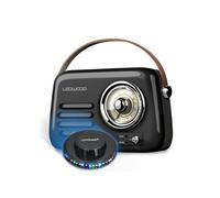 Radio Rétro portable Ledwood ALMA, FM, Bluetooth 5.3 Entrée USB, Puissance 30W, Batterie 1500mAh - Retro Vintage Noir, OVNI LED