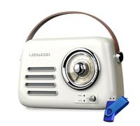 Radio Rétro Portable Ledwood Alma, FM, Bluetooth 5.3 Entrée USB, Puissance 30W -Batterie 1500mAh -Retro Vintage -Blanc+Clé 32G
