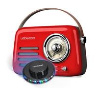 Radio Rétro Portable Ledwood Alma, FM, Bluetooth 5.3 Entrée USB, Puissance 30W Batterie 1500mAh - Retro Vintage Rouge, OVNI LED