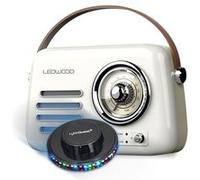 Ledwood Radio rétro vintage ALMA – FM, Bluetooth 5.3, USB, 30W, Batterie 1500mAh – Blanc