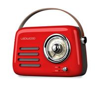 Radio Rétro portable Ledwood ALMA, FM, Bluetooth 5.3 Entrée USB, Puissance 30W - Batterie 3,7V-1500mAh - Retro Vintage - Rouge