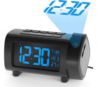 Radio Réveil À Projection, Horloges À Projection 180° Reveil Projecteur Fm Avec Alarme, Grand Affichage Va, 4 Niveaux De Luminosité De L'Écran, Numérique Usb, Fonction Snooze, 12/24H[X26]