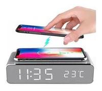 Radio-reveil avec chargeur sans fil pour iphone 12 pro max smartphone induction qi bureau (argent) Argent G