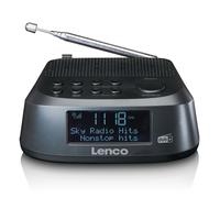 Lenco Radio-réveil CR-605 - Radio Dab+ et FM - Écran LCD de 2,6" - 30 Stations mémorisables pour chacun Dab+ et FM - Deux Heures de réveil - Fonction Snooze et variateur - Noir