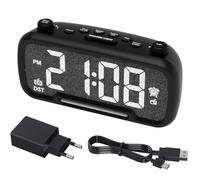 Radio-réveil avec haut-parleur Bluetooth, réveil numérique avec port de charge de type C, veilleuse, snooze, variateur, chargeur USB, sauvegarde de batterie, radios de montre alimentées sur secteur,