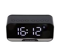 Radio-réveil avec Haut-parleurs Bluetooth pour Bureau de Chambre, Haut-Parleur de Réveil Numérique Portable avec Affichage à LED, Température du Calendrier, Luminosité Réglable(Le Noir)