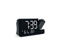Thomson Radio-réveil projecteur – Radio FM, Température, Humidité, Double alarme, USB-C – Noir
