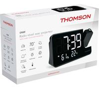 Thomson Radio-réveil projecteur – Radio FM, Température, Humidité, Double alarme, USB-C – Noir