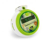 Metronic 477030 Radio-réveil Enfant Jungle FM USB Projection Double Alarme et Fonctions Sleep/Snooze, Piles de Sauvegarde de l'heure Jungle/Vert