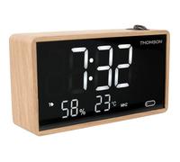 Thomson Radio réveil CP202T – Projecteur plafond, double alarme, Température & Humidité, FM, USB-C