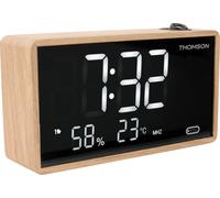 THOMSON Radio Réveil Projecteur Plafond, Double Alarme, Affichage Température et Humidité, Radio FM, Reveil Matin Numérique avec Port Chargeur USB-C - CP202T