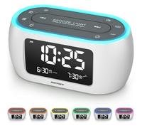 Radio Réveil avec veilleuse 7 Couleurs, Double Alarme, répétition, variateur, Chargeur USB et minuterie de Sieste, réveil numérique
