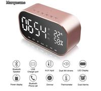 Radio Réveil Double Alarme Marqueune,Radio FM Numérique Thermomètre Intérieur LCD Affichage Dimmable(Rose or)