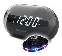 RADIO REVEIL DOUBLE ALARME MUSE M-15-GL - Radio PLL avec 20 stations FM préréglées - Double alarme Jeu de lumière OVNI LED
