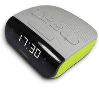 Radio Réveil Double Alarmes Tuner AM/FM et Fonctions Sleep/Snooze,Piles de Sauvegarde de l'heure,mémoire 10 AM + 10 FM-Gris Vert