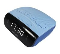 Metronic 477033 Radio Réveil Double Alarmes Tuner AM/FM et Fonctions Sleep/Snooze, Piles de Sauvegarde de l'heure, mémoire 10 AM + 10 FM - Gris Bleu